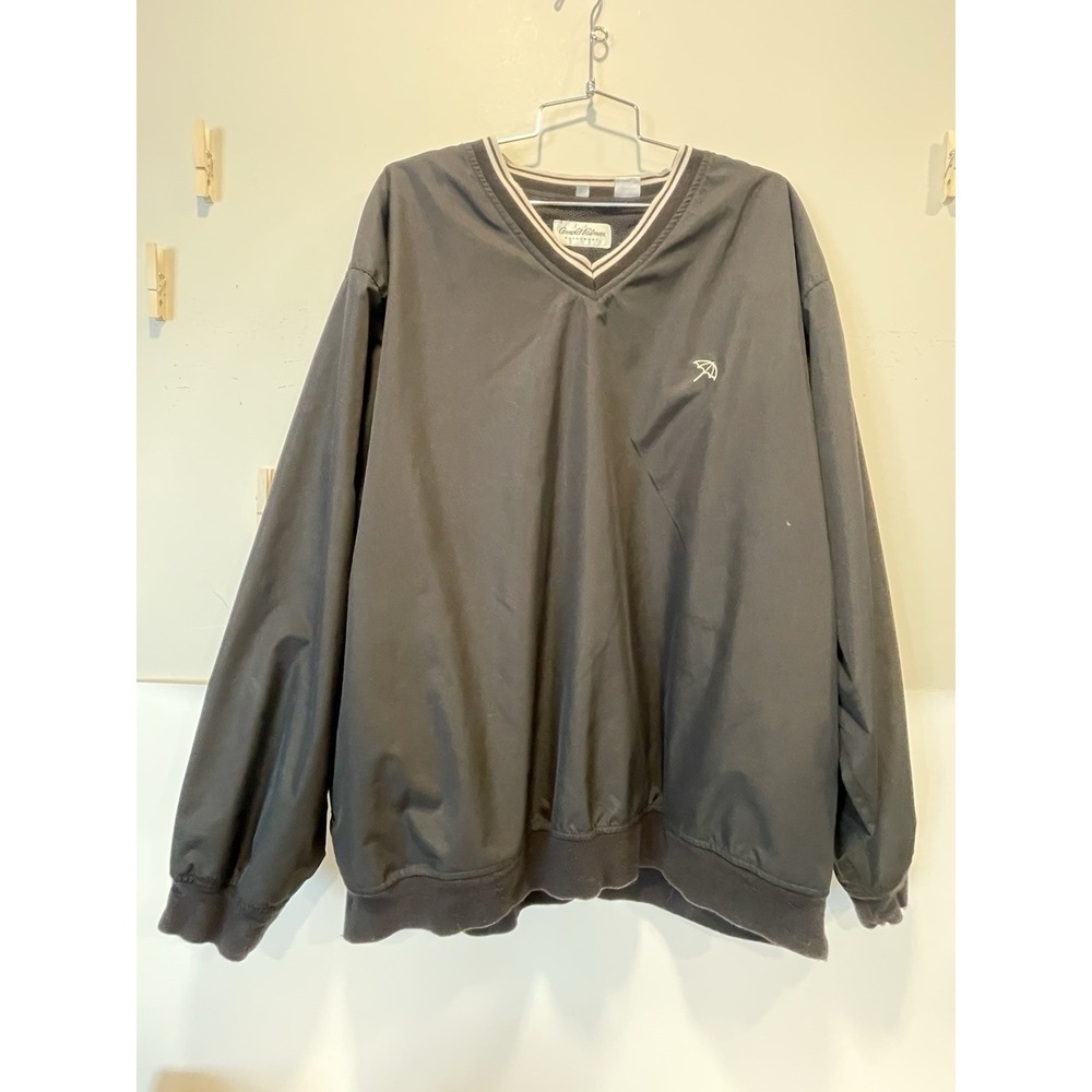 Men's Arnold Palmer Golf V-Neck Light weight Pullover Jacket Sweater Black Large